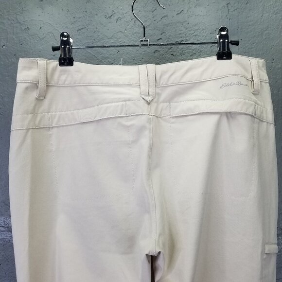 Eddie Bauer Travex Trek Pants Women 6 Beige Roll Up Tabs Lightweight Convertible - Picture 12 of 16